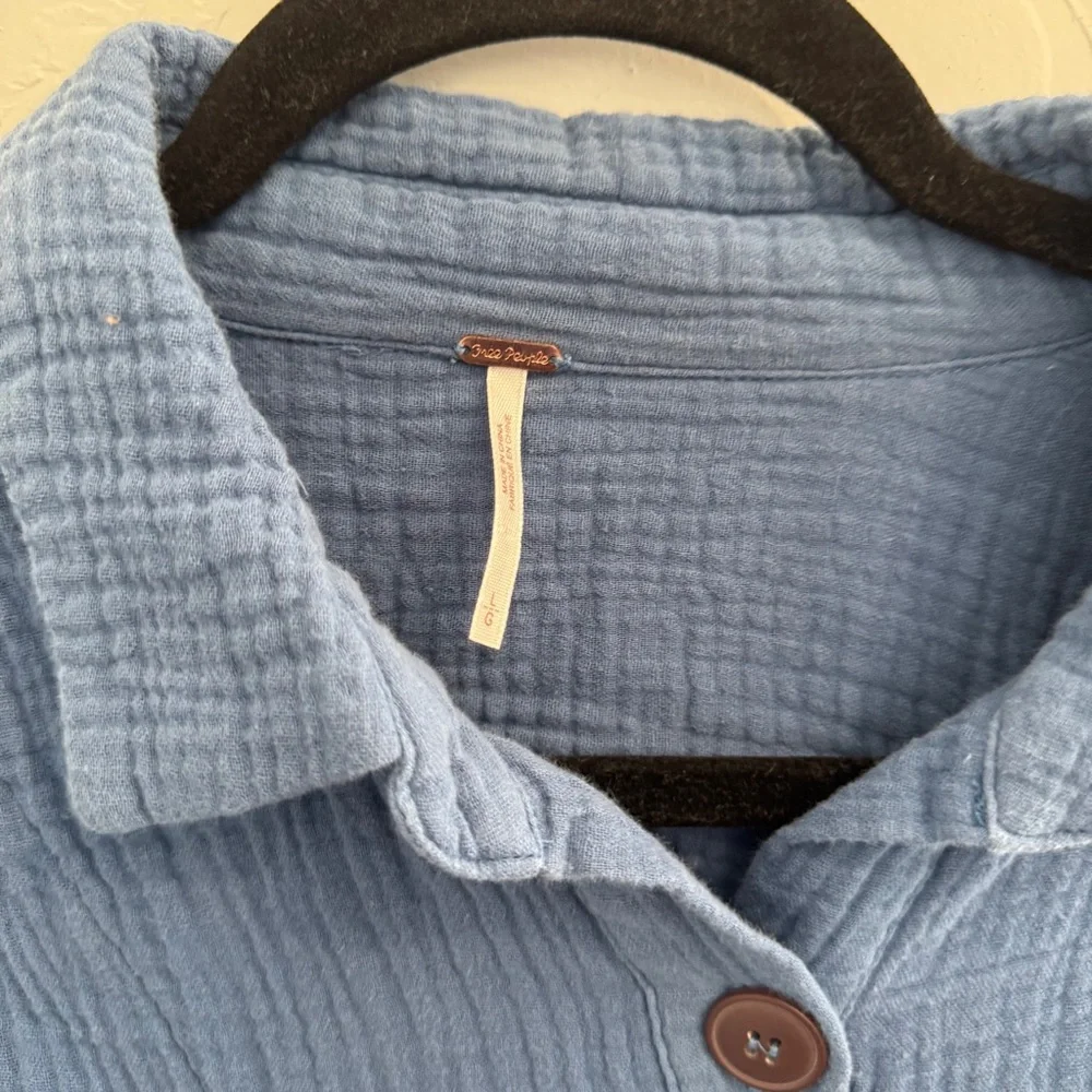 Free People Blue Sunseekers Tie Front Top - Picture 5 of 6